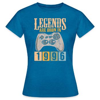 Birthday 1996 96 Gaming Retro Vintage Gift - Women's T-Shirt - antique blue sapphire heather - Front - AI Model Female 172 dark (172cm)