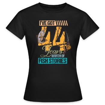 44e anniversaire Pêcheur Pêcheur Vintage Cadeau - T-shirt Femme - noir - Devant - AI Model Female 172 dark (172cm)