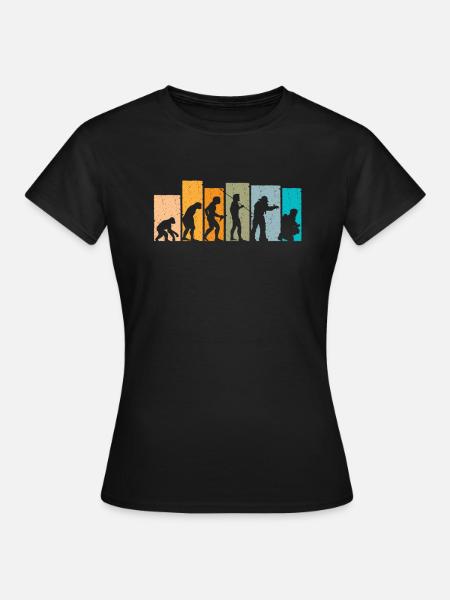 Evolution Retro feuerwehrmann feuerwehr Geschenk - Frauen T-Shirt - Schwarz