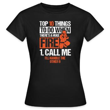 pompier pompier pompier pompier volontaire - T-shirt Femme - noir - Devant - AI Model Female 172 dark (172cm)