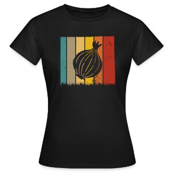 Onion Lover Retro Vegetables Vegan Gift idea - Frauen T-Shirt - Schwarz - Vorne - AI Model Female 172 dark (172cm)