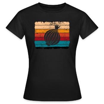 Onion Lover Retro Vegetables Vegan Gift idea - Frauen T-Shirt - Schwarz - Vorne - AI Model Female 172 dark (172cm)