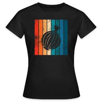 Onion Lover Retro Vegetables Vegan Gift idea - Frauen T-Shirt - Schwarz - Vorne - AI Model Female 172 dark (172cm)