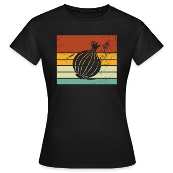 Onion Lover Retro Vegetables Vegan Gift idea - Frauen T-Shirt - Schwarz - Vorne - AI Model Female 172 dark (172cm)