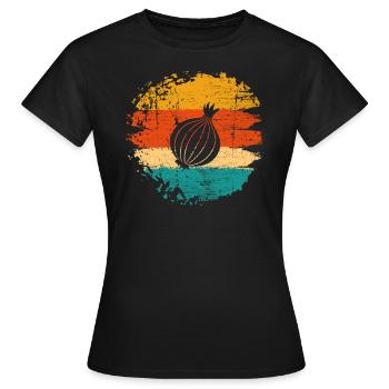 Onion Lover Retro Vegetables Vegan Gift idea - Frauen T-Shirt - Schwarz - Vorne - AI Model Female 172 dark (172cm)