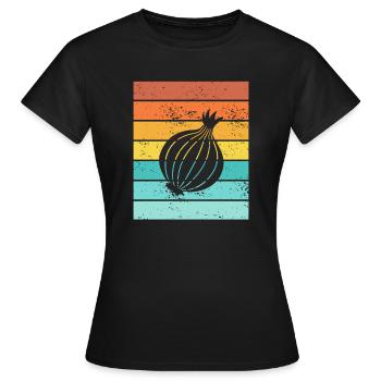 Onion Lover Retro Vegetables Vegan Gift idea - Frauen T-Shirt - Schwarz - Vorne - AI Model Female 172 dark (172cm)