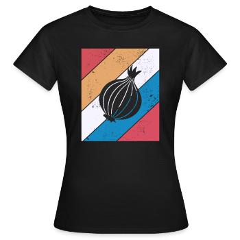 Onion Lover Retro Vegetables Vegan Gift idea - Frauen T-Shirt - Schwarz - Vorne - AI Model Female 172 dark (172cm)