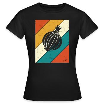 Onion Lover Retro Vegetables Vegan Gift idea - Frauen T-Shirt - Schwarz - Vorne - AI Model Female 172 dark (172cm)