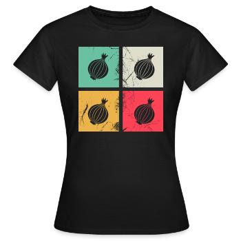 Onion Lover Retro Vegetables Vegan Gift idea - Frauen T-Shirt - Schwarz - Vorne - AI Model Female 172 dark (172cm)