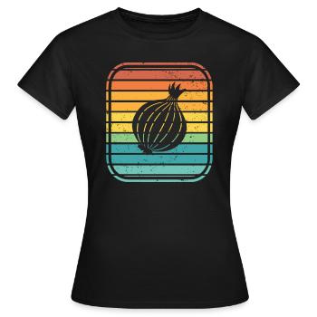 Onion Lover Retro Vegetables Vegan Gift idea - Frauen T-Shirt - Schwarz - Vorne - AI Model Female 172 dark (172cm)