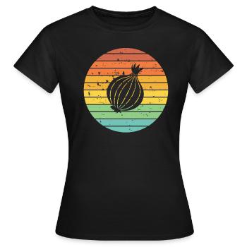Onion Lover Retro Vegetables Vegan Gift idea - Frauen T-Shirt - Schwarz - Vorne - AI Model Female 172 dark (172cm)