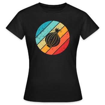 Onion Lover Retro Vegetables Vegan Gift idea - Frauen T-Shirt - Schwarz - Vorne - AI Model Female 172 dark (172cm)