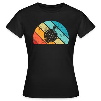Onion Lover Retro Vegetables Vegan Gift idea - Frauen T-Shirt - Schwarz - Vorne - AI Model Female 172 dark (172cm)