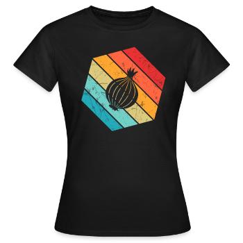 Onion Lover Retro Vegetables Vegan Gift idea - Frauen T-Shirt - Schwarz - Vorne - AI Model Female 172 dark (172cm)