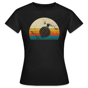 Onion Lover Retro Vegetables Vegan Gift idea - Frauen T-Shirt - Schwarz - Vorne - AI Model Female 172 dark (172cm)