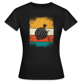 Onion Lover Retro Vegetables Vegan Gift idea - Frauen T-Shirt - Schwarz - Vorne - AI Model Female 172 dark (172cm)