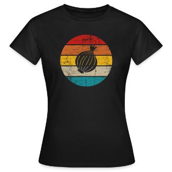 Onion Lover Retro Vegetables Vegan Gift idea - Frauen T-Shirt - Schwarz - Vorne - AI Model Female 172 dark (172cm)
