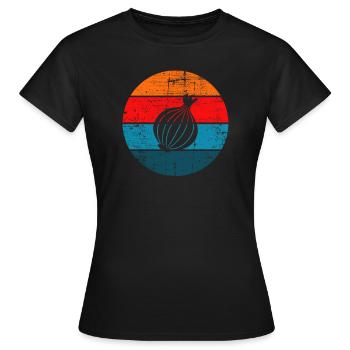 Onion Lover Retro Vegetables Vegan Gift idea - Frauen T-Shirt - Schwarz - Vorne - AI Model Female 172 dark (172cm)