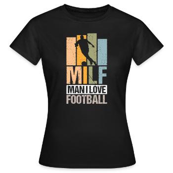Football Soccer Man I Love Retro - Frauen T-Shirt - Schwarz - Vorne - AI Model Female 172 dark (172cm)