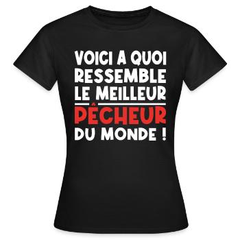 voici a quoi ressemble Le meilleur pêcheur - T-shirt Femme - noir - Devant - AI Model Female 172 dark (172cm)