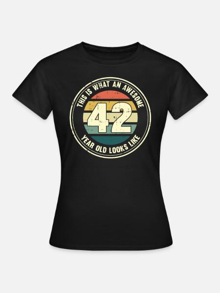 42. Geburtstag so sieht man mit 42 Retro Geschenk - Frauen T-Shirt - Schwarz