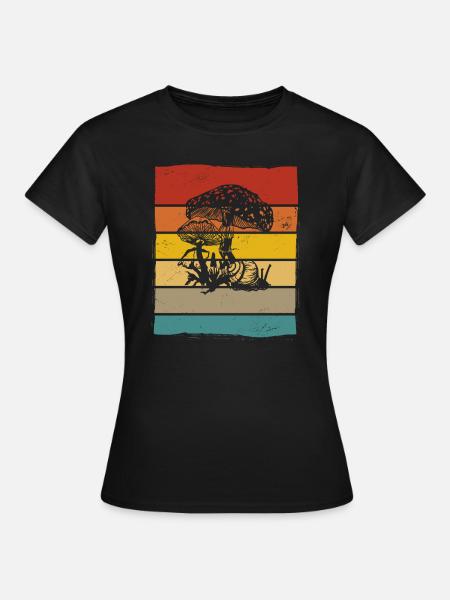 Pilz Pilze Steinpilz Fliegenpilz Retro Geschenk - Frauen T-Shirt - Schwarz