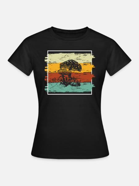 Pilz Pilze Steinpilz Fliegenpilz Retro Geschenk - Frauen T-Shirt - Schwarz
