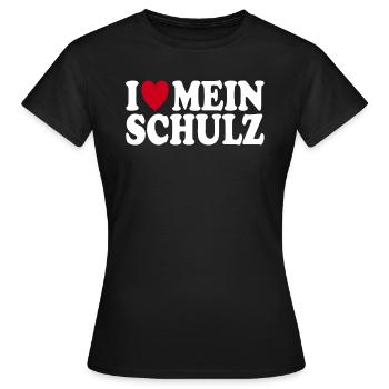 J’aime le nom de famille Schulz Cadeau de famille - T-shirt Femme - noir - Devant - AI Model Female 172 dark (172cm)