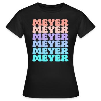 Nom de famille Meyer Retro - T-shirt Femme - noir - Devant - AI Model Female 172 dark (172cm)