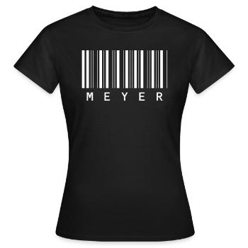 Meyer Barcode Family Name Bar Code Gift - Women's T-Shirt - black - Front - AI Model Female 172 dark (172cm)