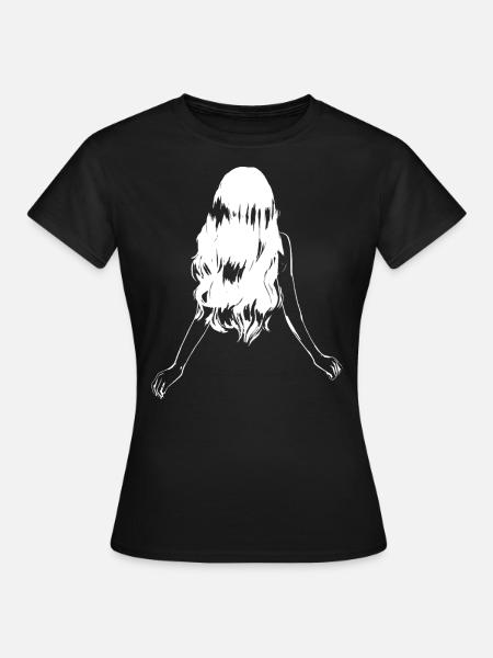 Beautiful woman long hair silhouette white - Women's T-Shirt - black