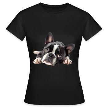Boston Terrier - Women's T-Shirt - black - Front - AI Model Female 172 dark (172cm)