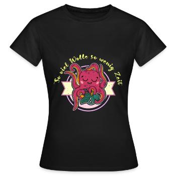 Stricken Strickerin Häkeln Wolle Garn Häkelnadel - Frauen T-Shirt - Schwarz - Vorne - AI Model Female 172 dark (172cm)