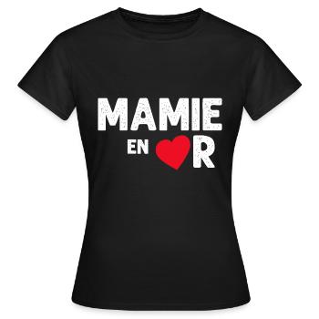 Mamie En Or De Mon Coeur Citation Tendresse - T-shirt Femme - noir - Devant - AI Model Female 172 dark (172cm)