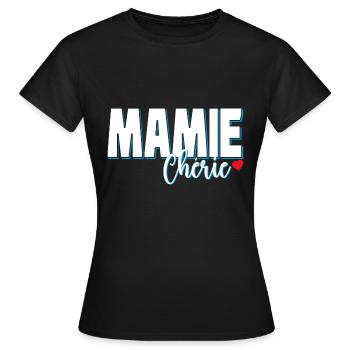 Mamie Chérie Citation Tendresse Grand-mère - T-shirt Femme - noir - Devant - AI Model Female 172 dark (172cm)