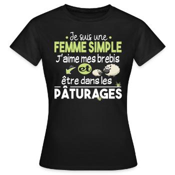 Brebis Mouton Laine Agneau Cadeau Ferme Agricole - T-shirt Femme - noir - Devant - AI Model Female 172 dark (172cm)