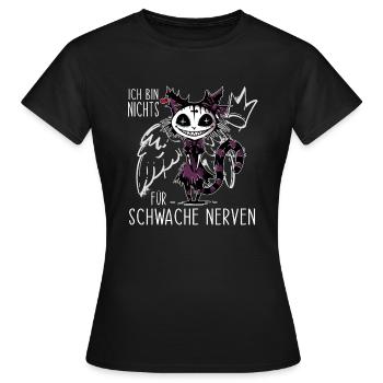 Grinsekatze. ich bin nichts für schwache Nerven - Frauen T-Shirt - Schwarz - Vorne - AI Model Female 172 dark (172cm)