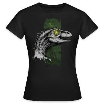 Feathered Predator: Velociraptor's Dominion - Women's T-Shirt - black - Front - AI Model Female 172 dark (172cm)