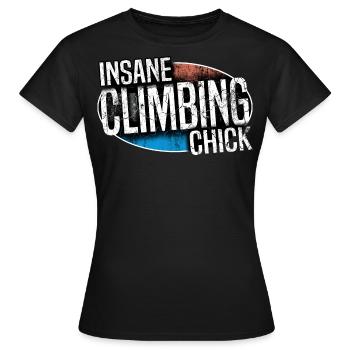 insane climbing chick - Frauen T-Shirt - Schwarz - Vorne - AI Model Female 172 dark (172cm)