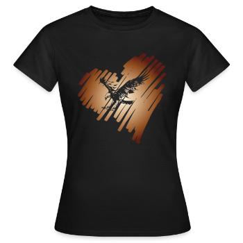 Cœur avec Aigle Royal Eagle Balbuzard pêcheur Aigle à queue blanche - T-shirt Femme - noir - Devant - AI Model Female 172 dark (172cm)