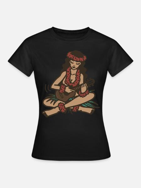 Hula girl with ukulele - Women's T-Shirt - black
