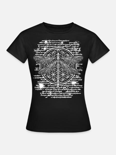 Dragonfly occult Leonardo Da Vinci book drawing - Women's T-Shirt - black