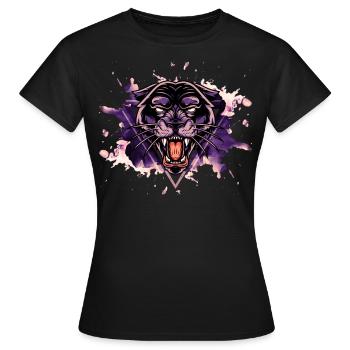 Panther Panter Purple Black Splash Predator Animal - Women's T-Shirt - black - Front - AI Model Female 172 dark (172cm)