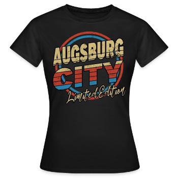 Augsburg Allemagne City Font Style des années 80 - T-shirt Femme - noir - Devant - AI Model Female 172 dark (172cm)