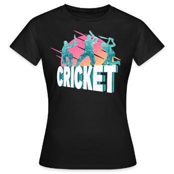 Cricket Cricketer Batsman Sport Vintage - Women's T-Shirt - black - Front - AI Model Female 172 dark (172cm)
