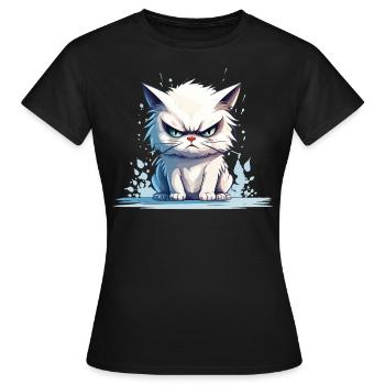 cat grumpy grumpy grumpy meow funny - Women's T-Shirt - black - Front - AI Model Female 172 dark (172cm)