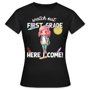Funny Elementary School Girl School Enrollment Saying - Women's T-Shirt - black - Front - AI Model Female 172 dark (172cm)