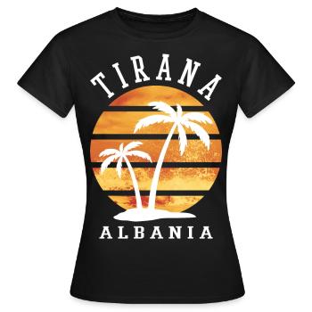 Tirana Tirane Albanie Été Palmiers Plage Mer - T-shirt Femme - noir - Devant - AI Model Female 172 dark (172cm)