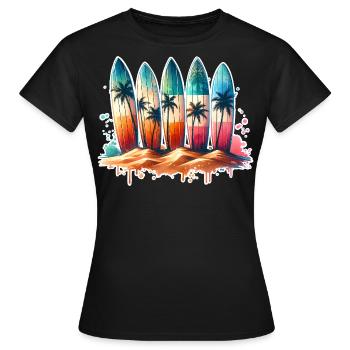 Surfen Surfer - Frauen T-Shirt - Schwarz - Vorne - AI Model Female 172 dark (172cm)