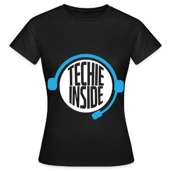 Techie Inside Tech Support Headset - Women's T-Shirt - black - Front - AI Model Female 172 dark (172cm)